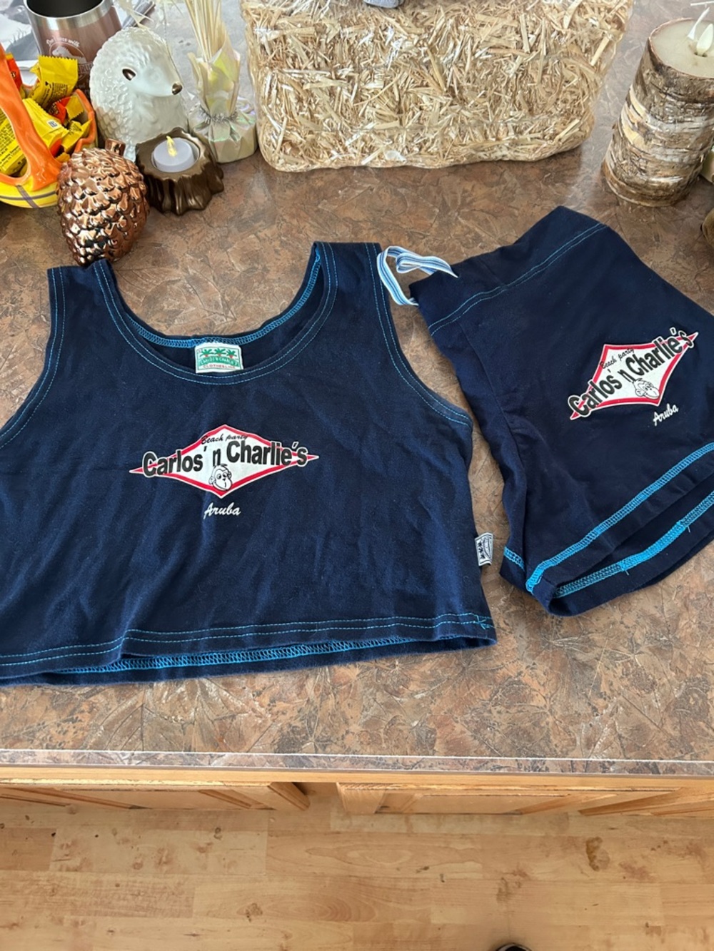 Carlos n Charlies Clotheline Women’s Graphic Navy Tank Top and Shorts Set